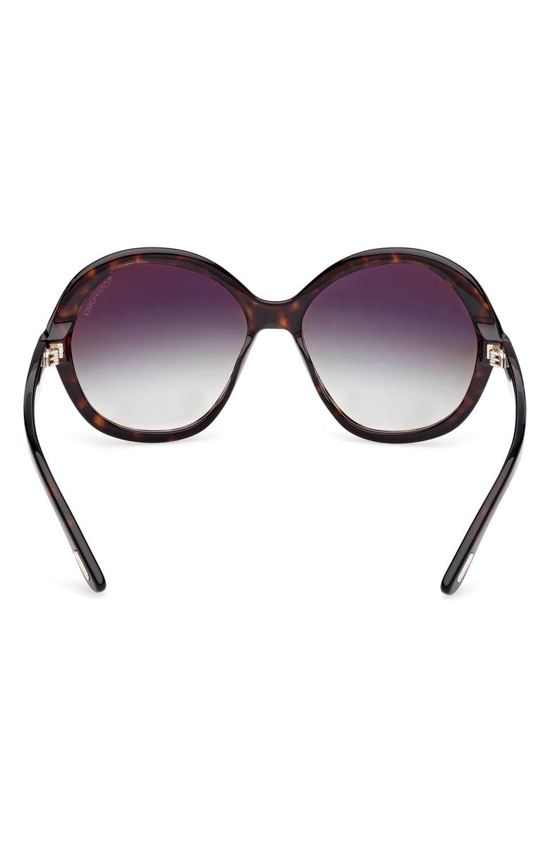 TOM FORD Annabelle 60mm Gradient Round Sunglasses, Alternate, color, Shiny Havana Eco / Grad Smoke