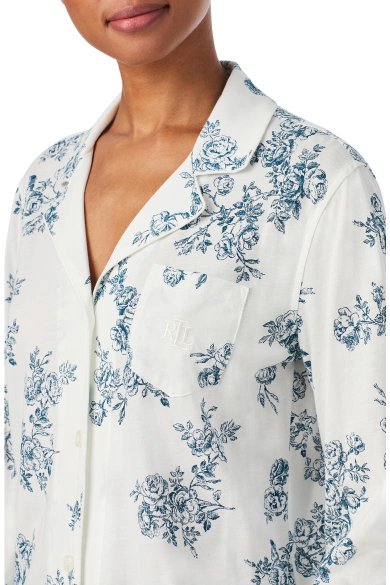 Print Cotton Blend Pajamas, Alternate, color, IVORY FLORAL