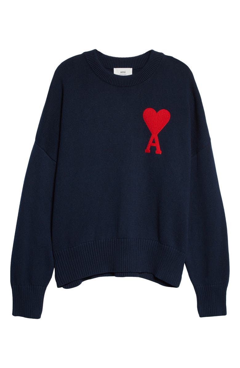 AMI Alexandre Mattiussi Ami de Coeur Oversize Logo Sweater, Alternate, color, 