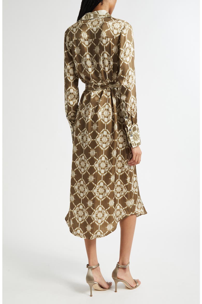 Victoria Tile Print Long Sleeve Shirtdress, Alternate, color, OLIVE TILE PRINT