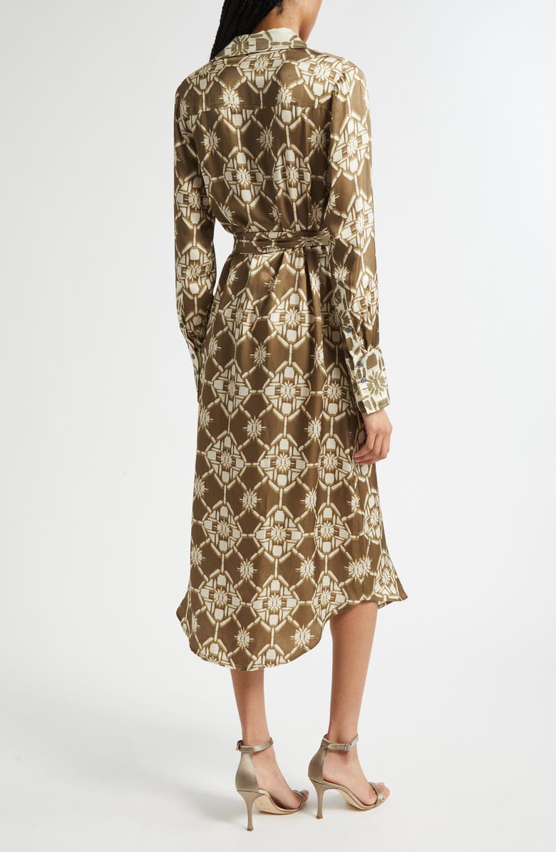 Ramy Brook Victoria Tile Print Long Sleeve Shirtdress, Alternate, color, Olive Tile Print