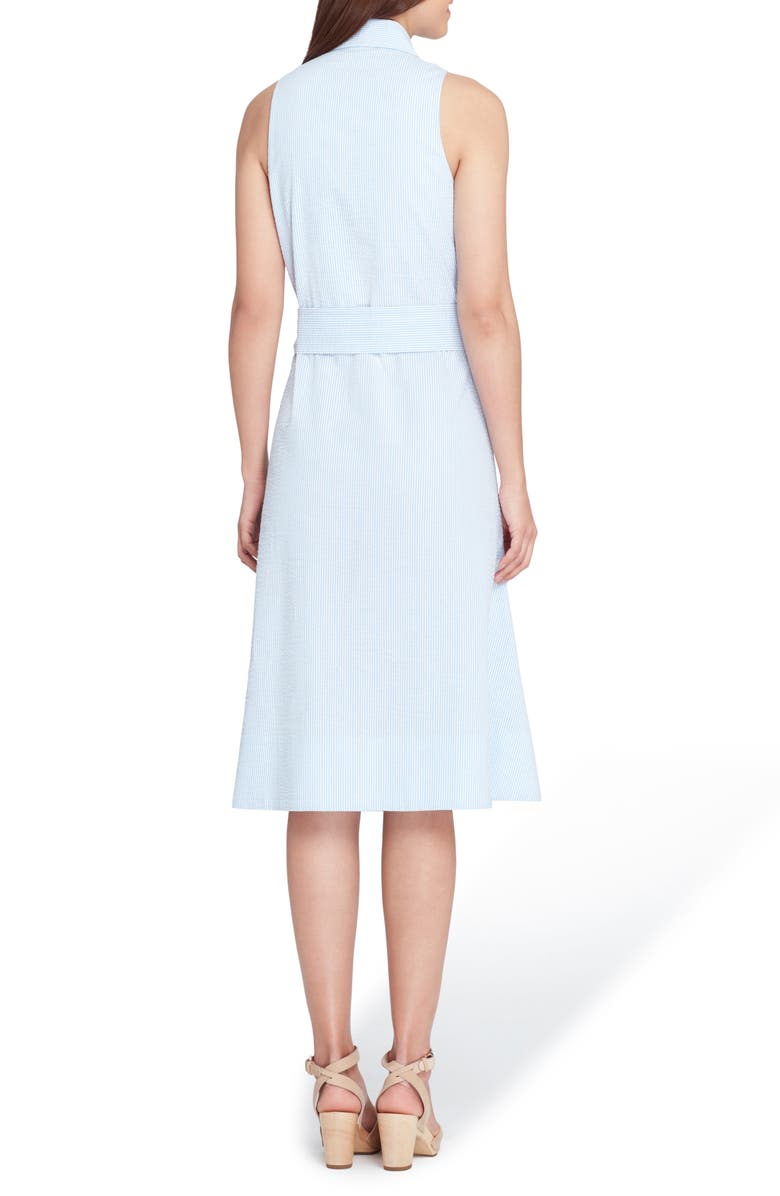 Tahari Sleeveless Stripe Seersucker Shirtdress, Alternate, color, 