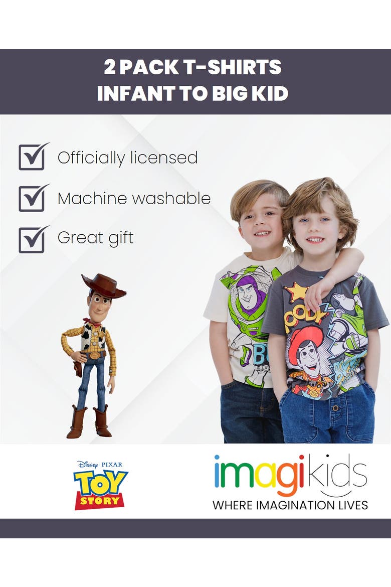 Toy Story 2-Piece Short Sleeve T-Shirt Set, Alternate, color, Woody Buzz Grey Cream