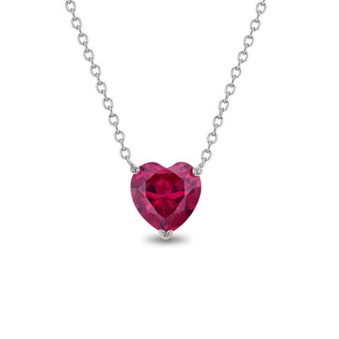 Prong CZ Birthstone Heart Necklace