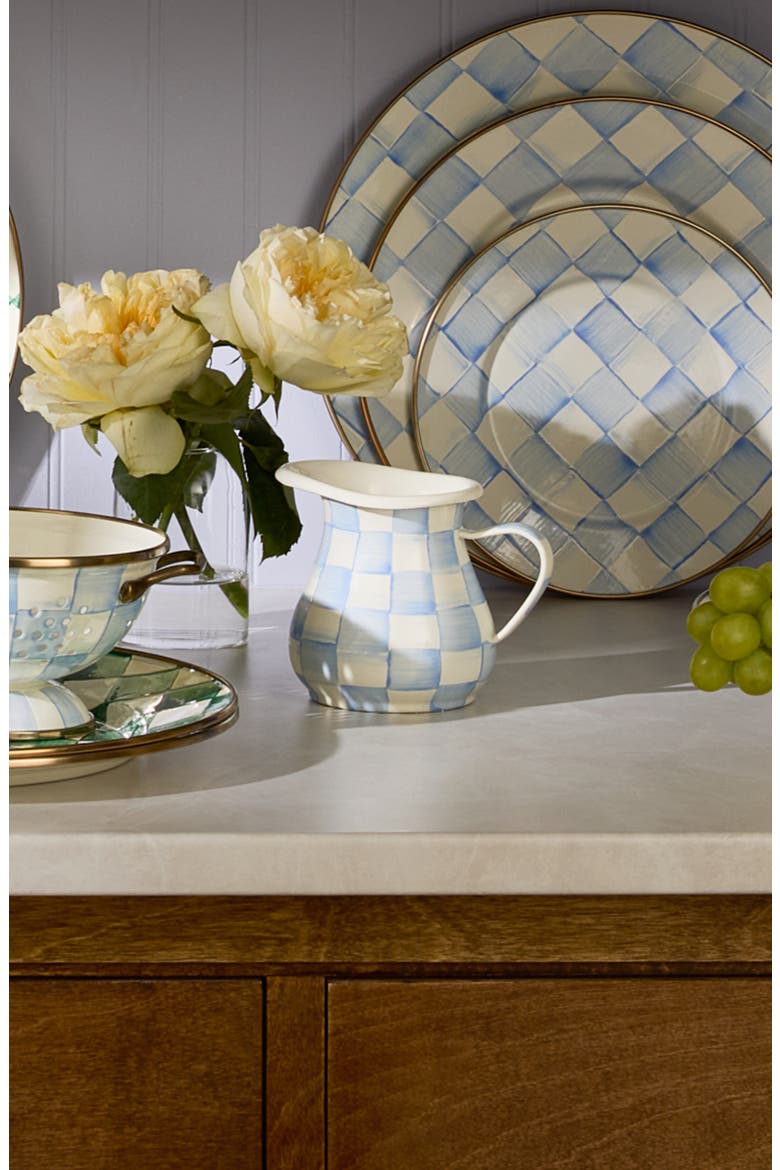 Sky Check Enameled Steel Creamer Jug, Alternate, color, SKY CHECK