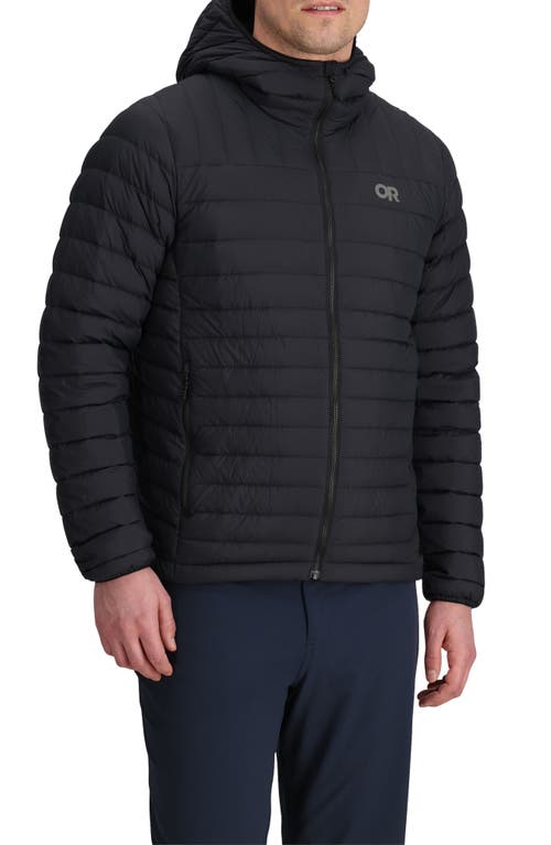 Outdoor Research Transcendent Hooded Down Puffer Jacket In Black
