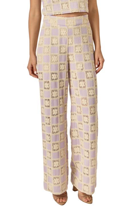 Embroidered Wide Leg Pants