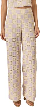 English Factory Embroidered Wide Leg Pants