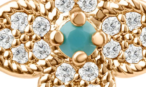 Adornia 14k Rose Gold Plated Turquoise Flower Earrings In Rose Gold/blue