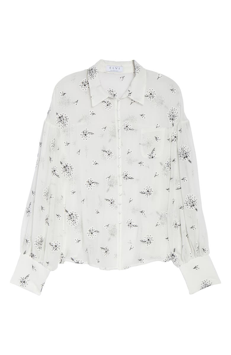 ELVI The Dandelion Conversational Embroidered Blouse, Alternate, color, White