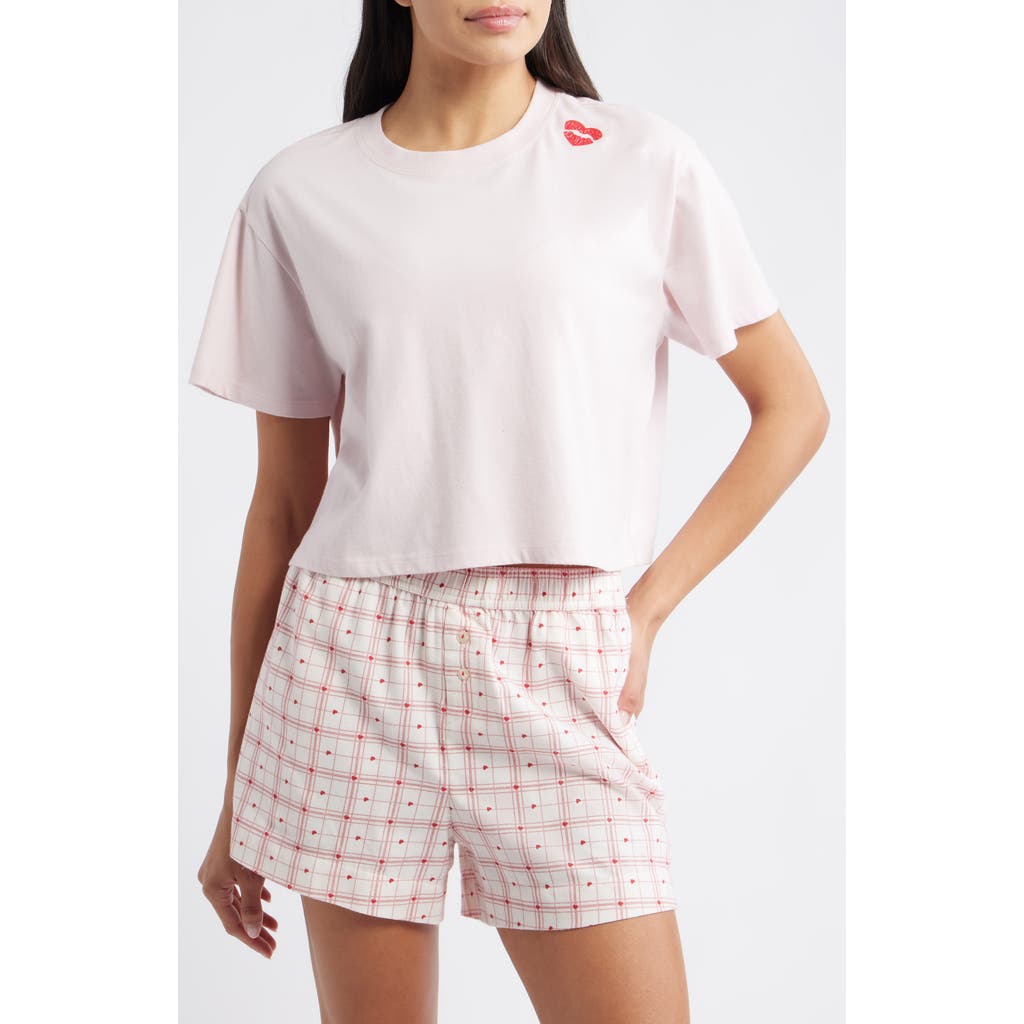 Open Edit Boxy Crop T-shirt In Pink