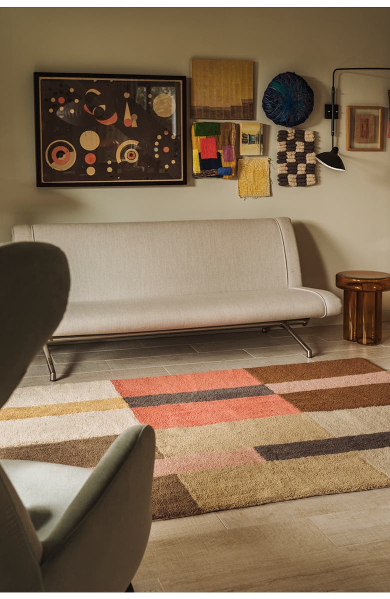 Lorena Canals Wool Runner Rug Chroma Spiced Coral, Alternate, color, Natural Canvas, Walnut,  Pink