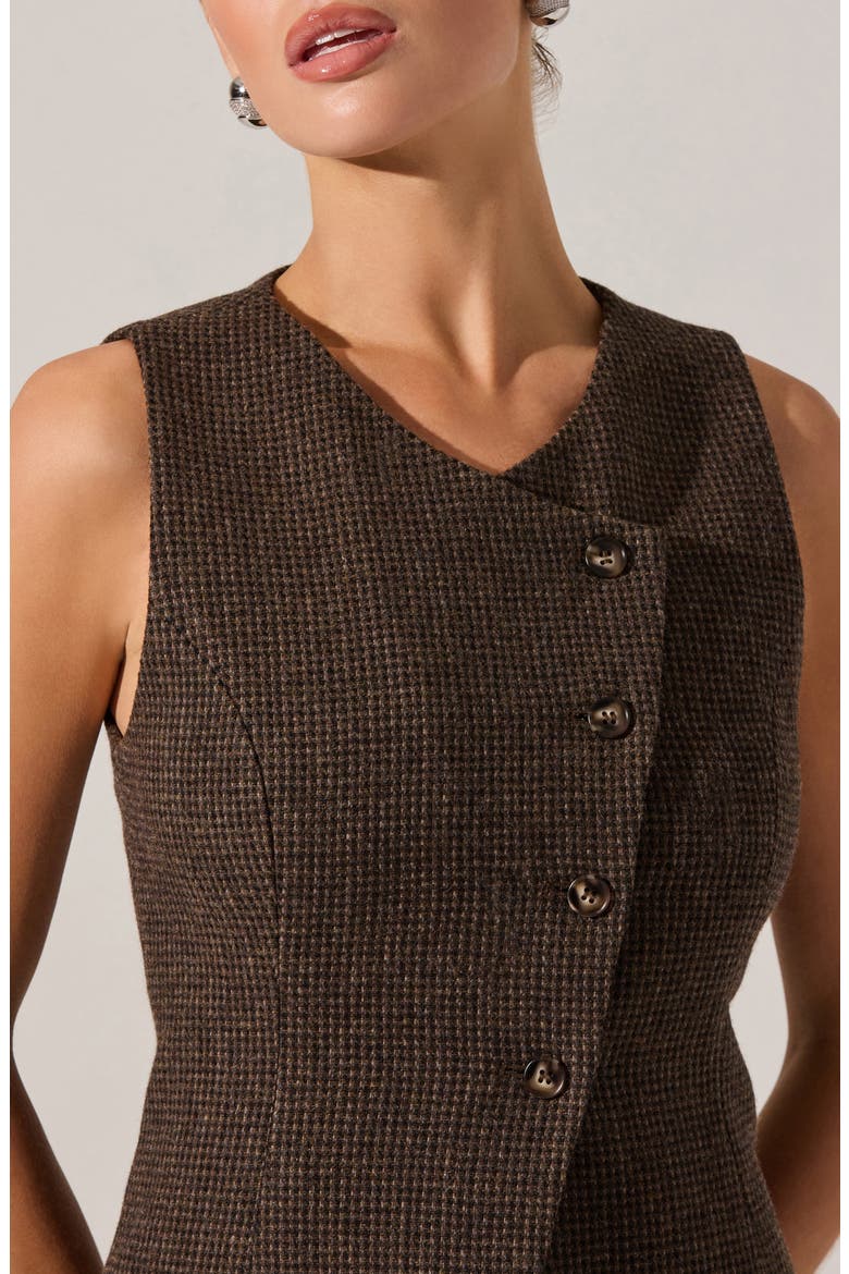 Sonja Plaid Wool Blend Vest, Alternate, color, BROWN PLAID