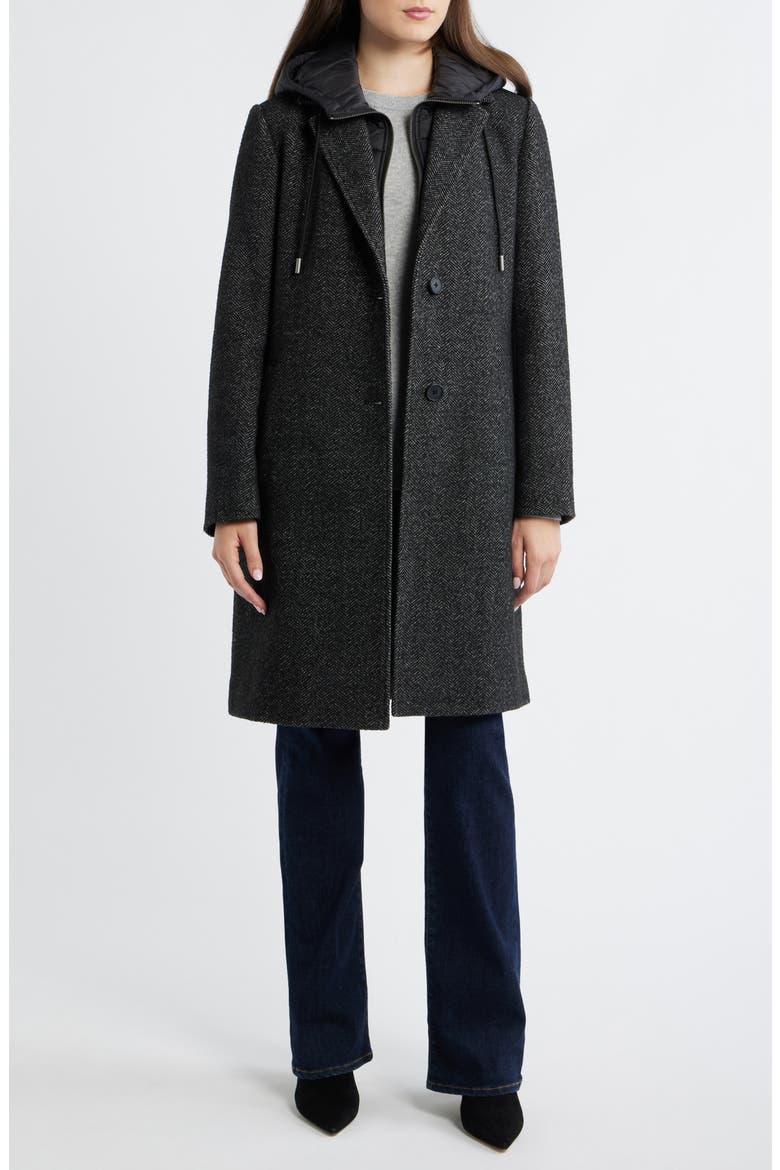 Walker Coat with Hooded Bib Inset, Main, color, DARK CHARCOAL HERRING