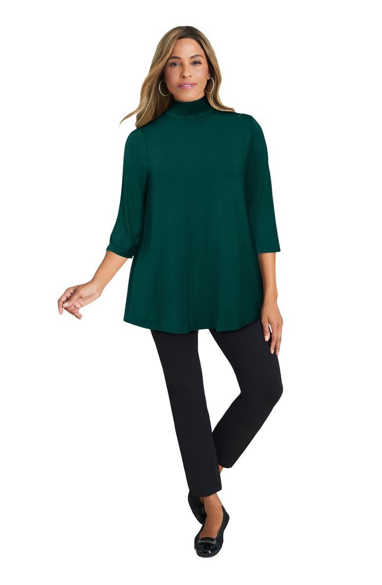 Jessica London Mockneck Swing Tunic, Main, color, Emerald Green