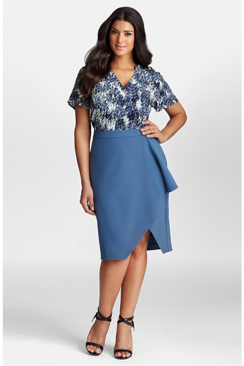 Cascade Drape Crepe Skirt, Main, color, ENSIGN BLUE