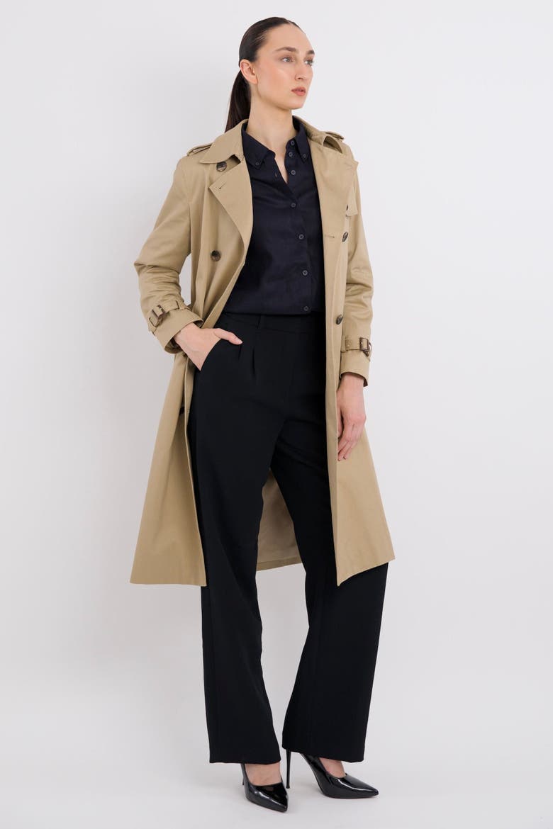 Long Classic Trench Coat, Alternate, color, Khaki