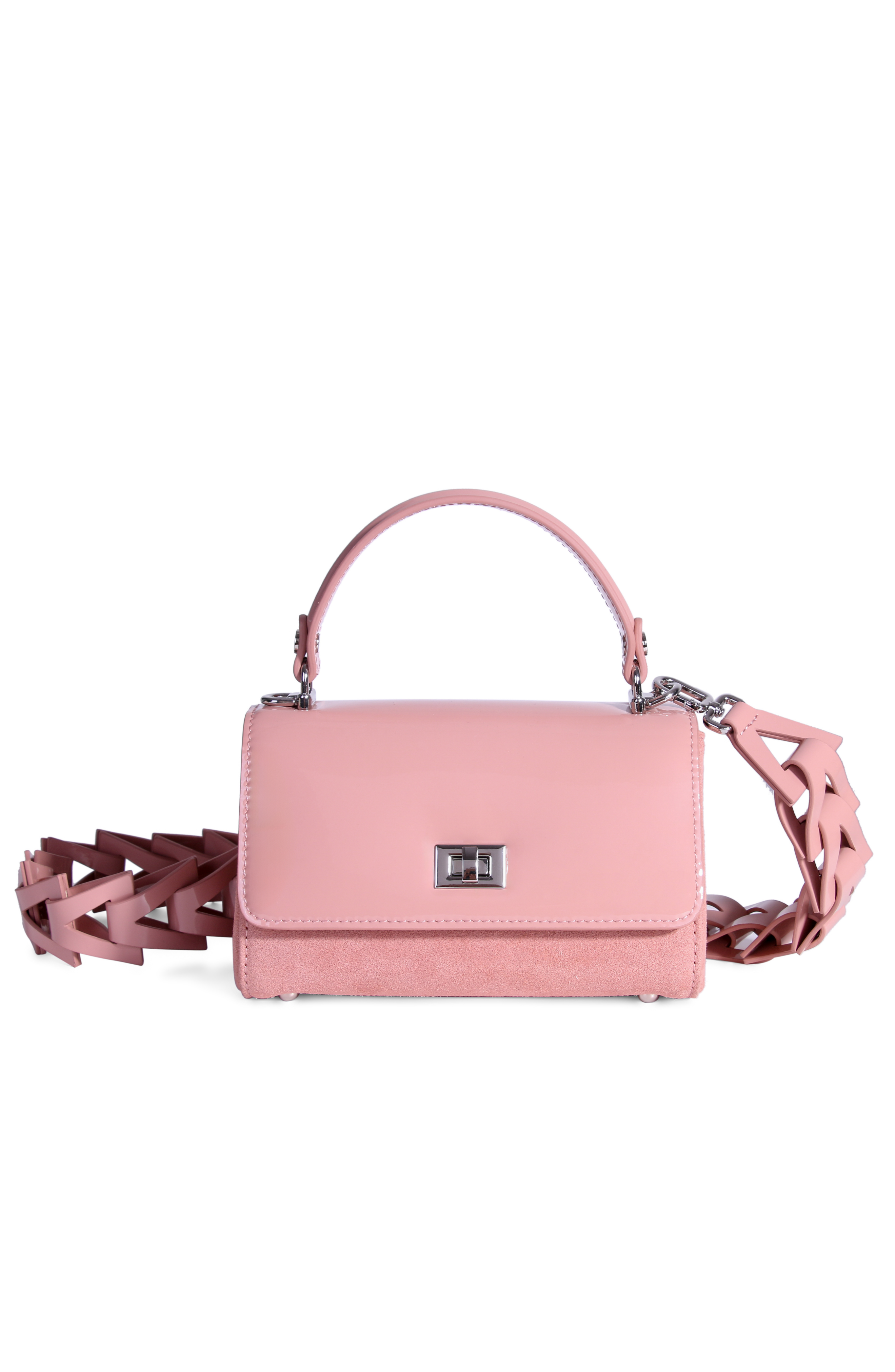 Rytas Suede and Patent Leather Bag, Alternate, color, Dusty Rose