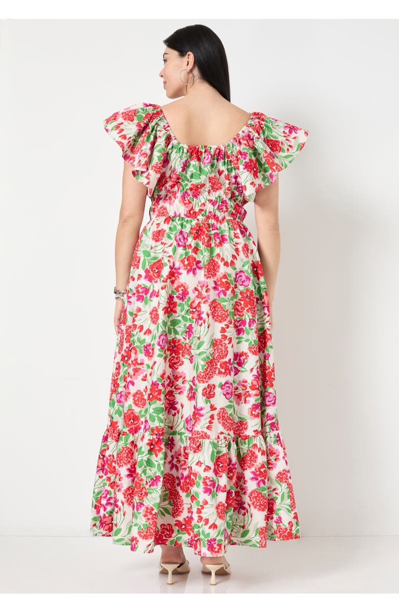 June + Vie Smocked Poplin Maxi Dress, Alternate, color, Garden Red