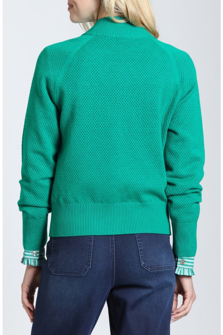Mesh Pointelle Zip Full Zip Sweatshirt, Alternate, color, EMERALD