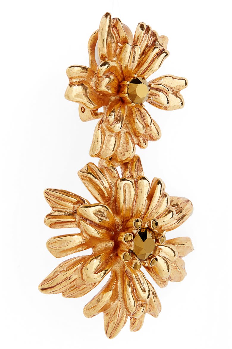 Crystal Flower Drop Earrings, Alternate, color, GOLD
