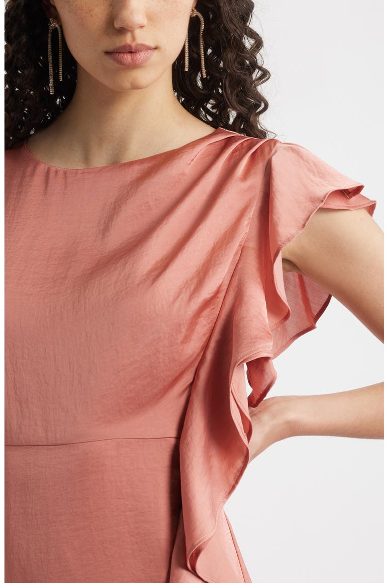Asymmetric Ruffle A-Line Dress, Alternate, color, PINK DESERT