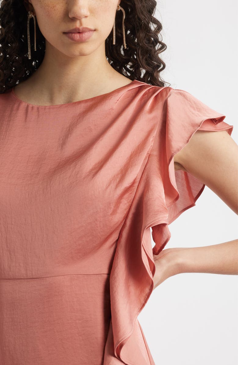 Chelsea28 Asymmetric Ruffle A-Line Dress, Alternate, color, Pink Desert