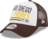 New Era Men's New Era White/Brown San Diego Padres Stacked A-Frame Trucker 9FORTY Adjustable Hat