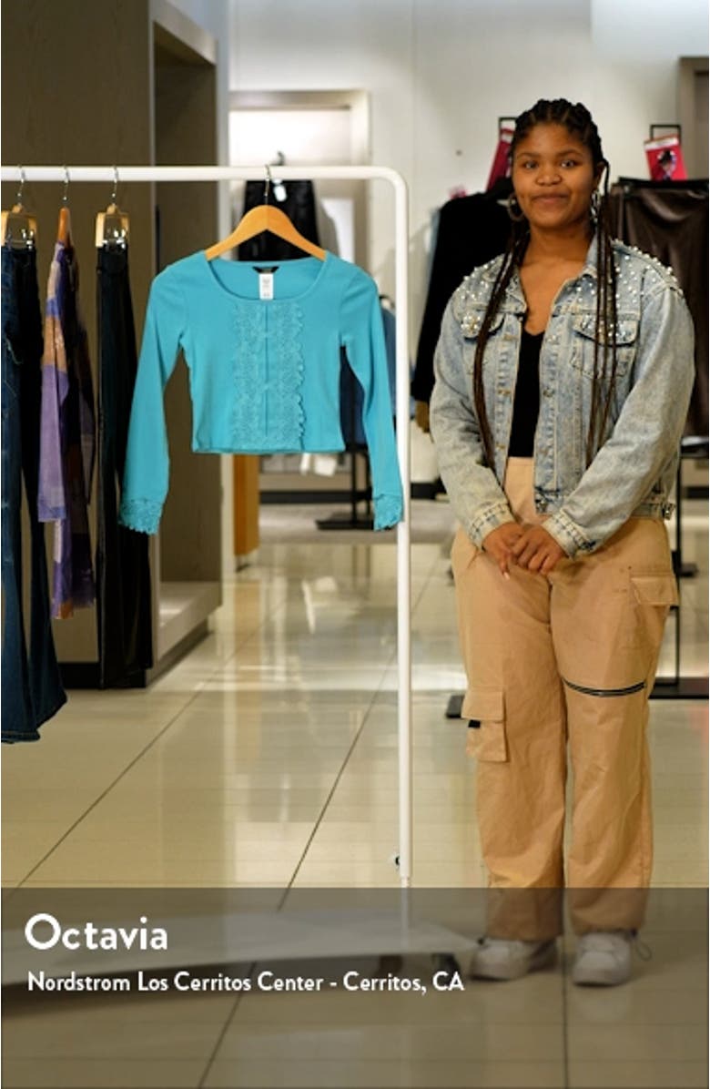 Kids' Lace Accent Long Sleeve Cotton T-Shirt, sales video thumbnail