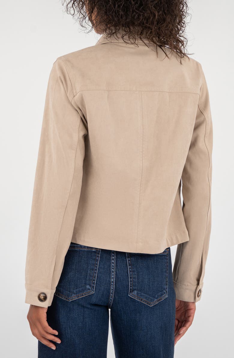 KUT from the Kloth Matilda Crop Faux Suede Trucker Jacket, Alternate, color, Stone