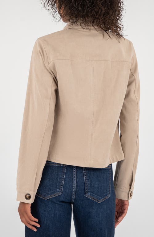 Kut From The Kloth Matilda Crop Faux Suede Trucker Jacket In Brown