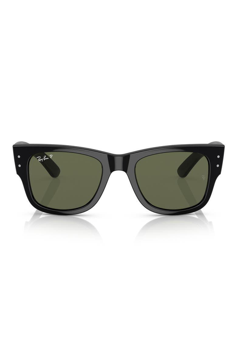Mega Wayfarer 52mm Polarized Square Sunglasses, Main, color, BLACK