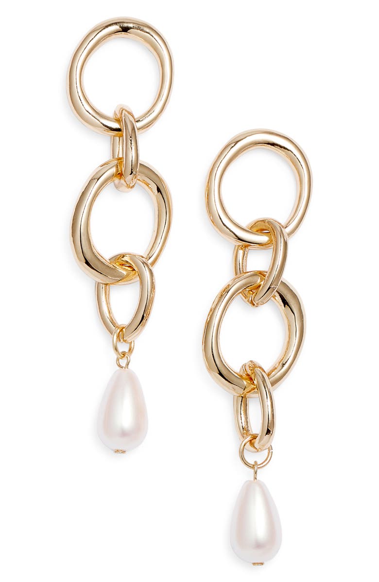 Open Edit Faux Pearl Drop Earrings, Main, color,