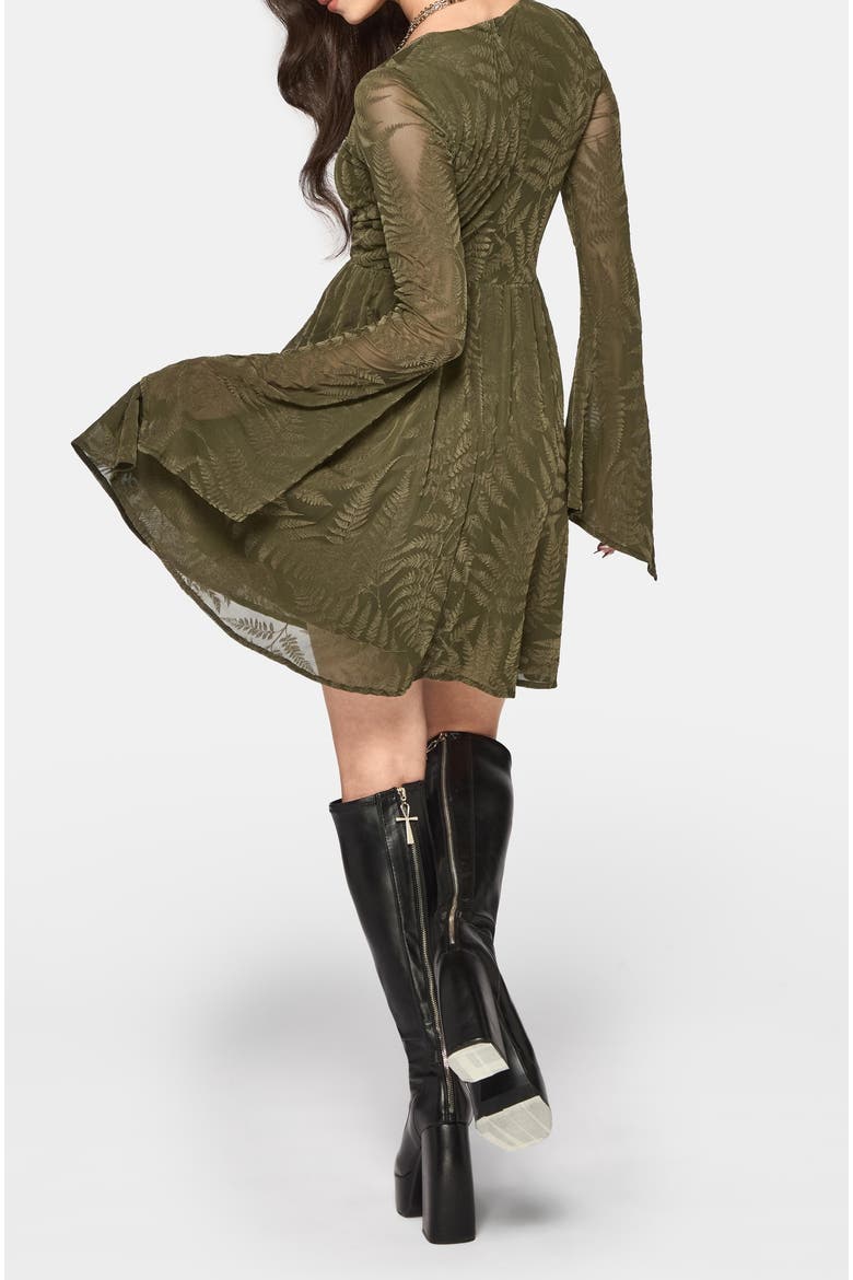 Lunafern Flute Sleeve Mini Dress, Alternate, color, Green