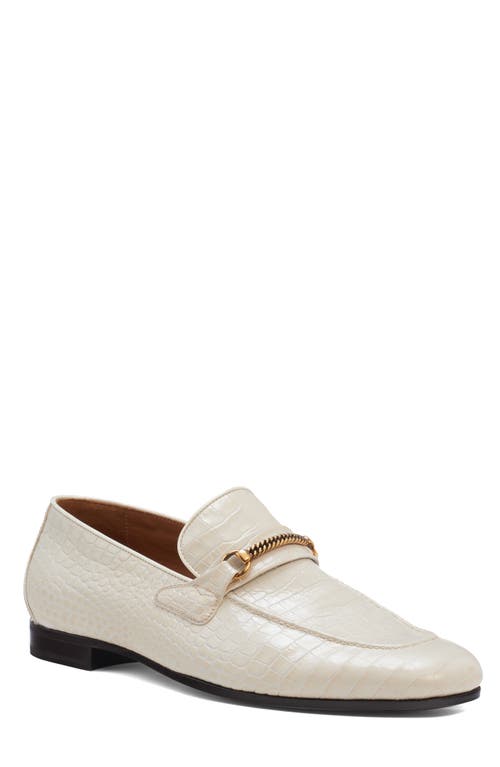 Tom Ford Gigi Chain Croc Embossed Loafer In Cream