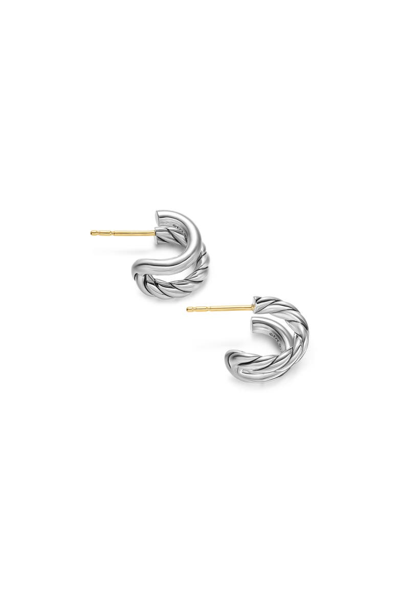 DY Mercer® Double Hoop Huggie Earrings in Sterling Silver, 7.8mm, Alternate, color, SILVER