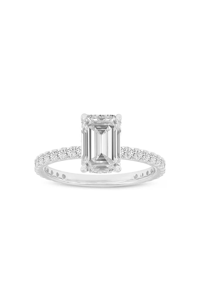 LuvMyJewelry Regalia 14K White Gold Emerald Cut Lab Grown Diamond Hidden Halo Engagement Ring - 2.55 ctw, Main, color, 14K White Gold