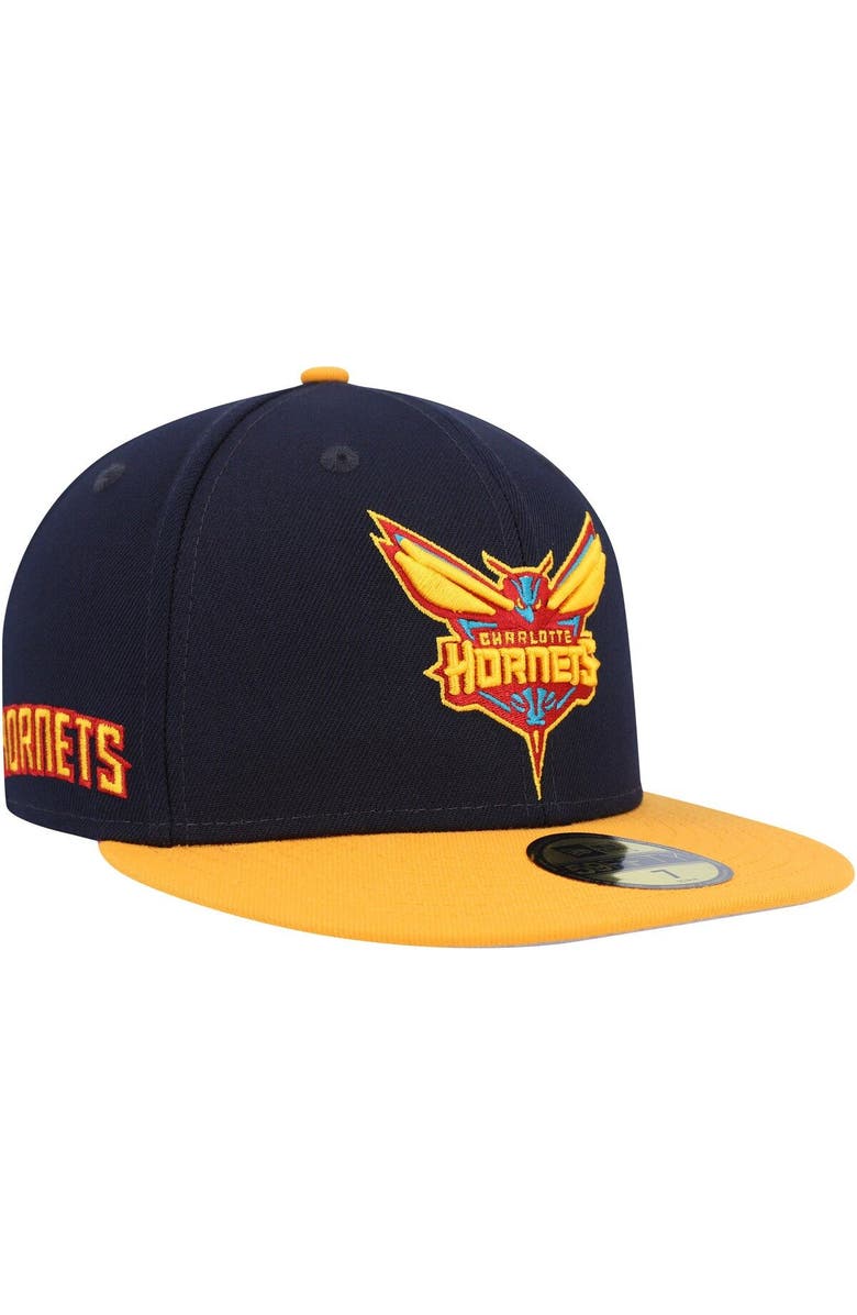 New Era Men's New Era Navy/Gold Charlotte Hornets Midnight 59FIFTY Fitted Hat, Main, color, 
