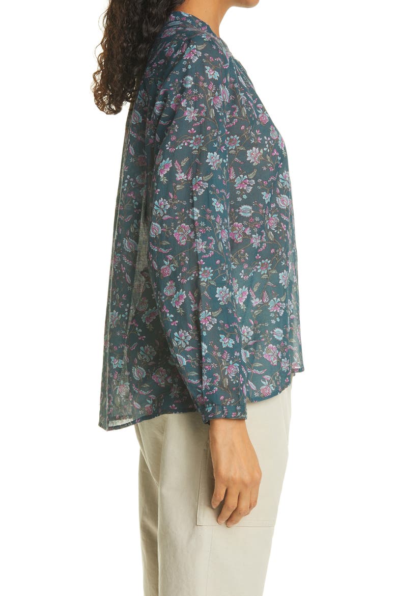 Maria Floral Print Cotton Shirt, Alternate, color, DARK GREEN