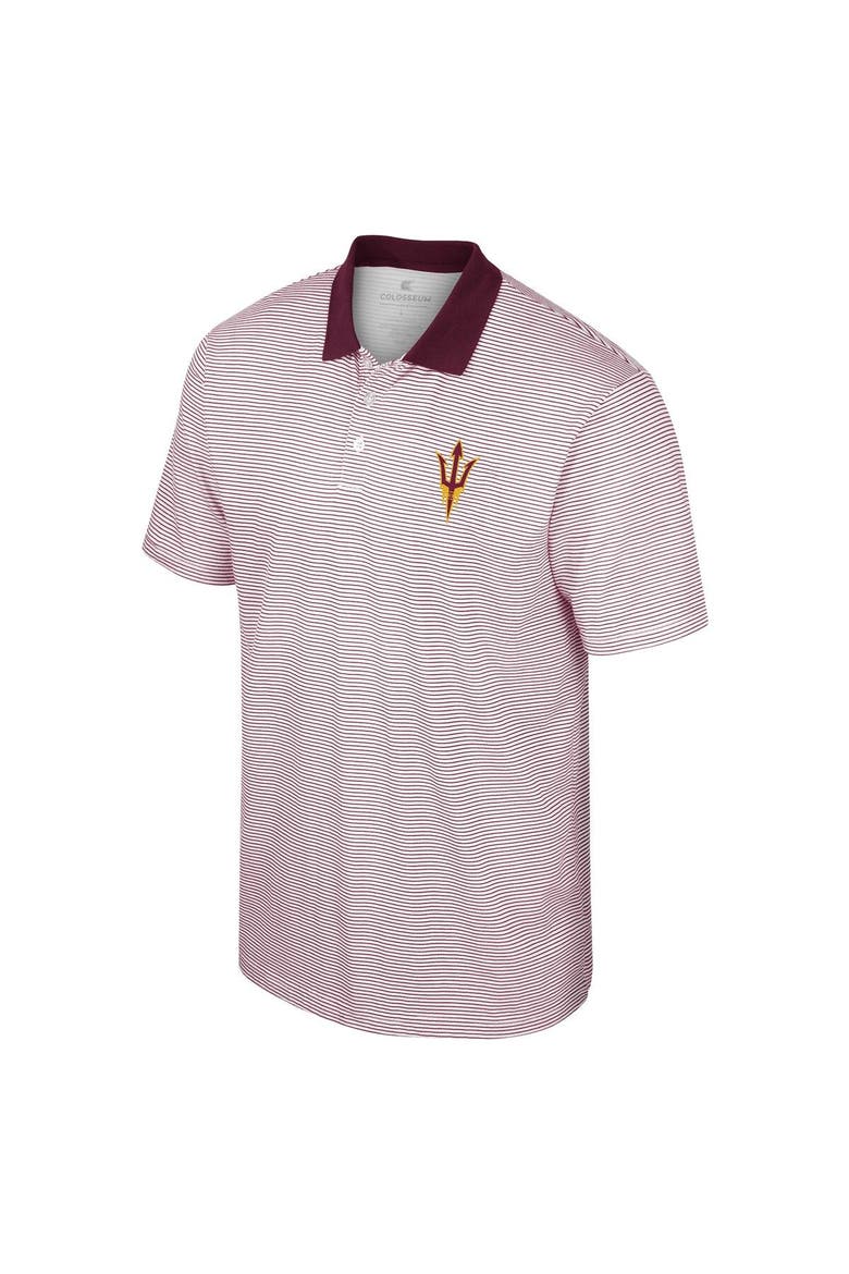 Men's Colosseum White/Maroon Arizona State Sun Devils Print Stripe Polo, Alternate, color, White