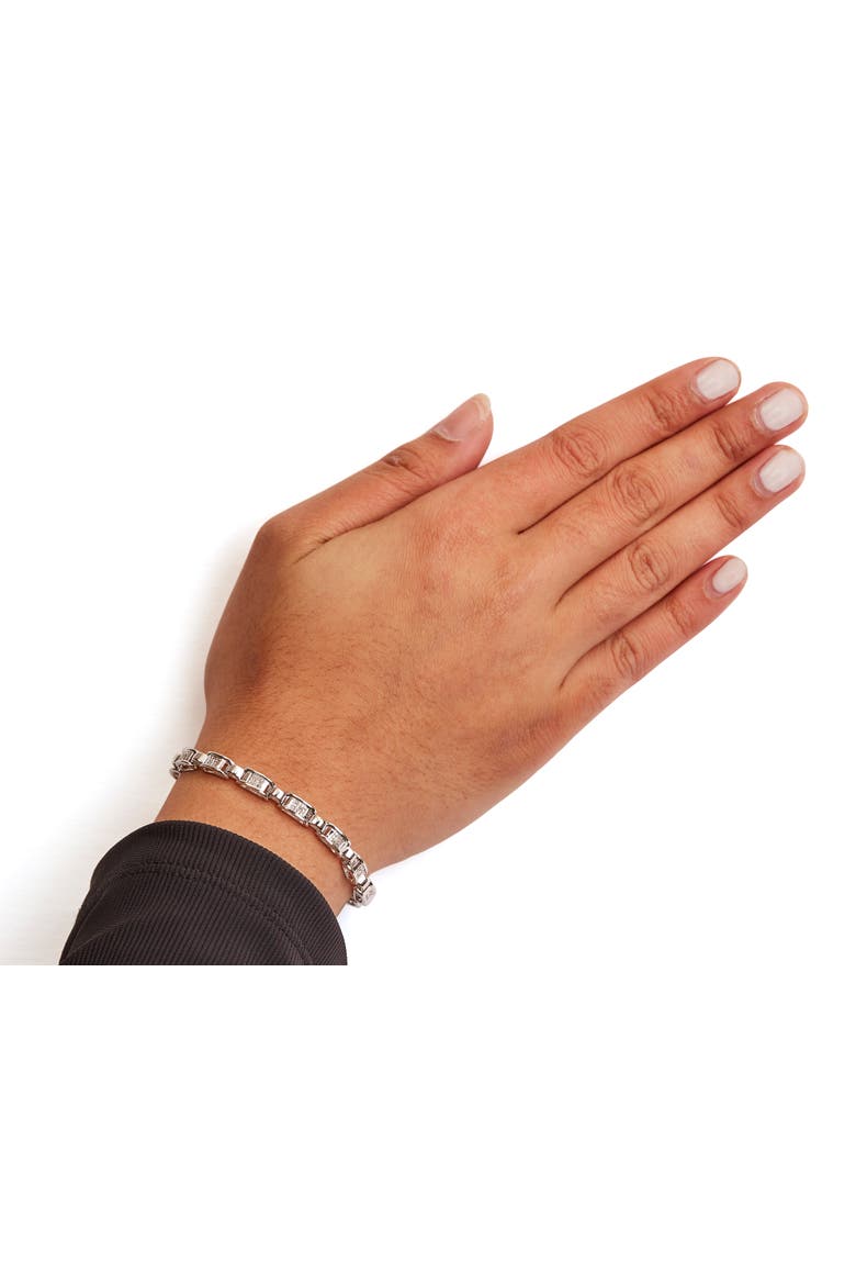 14K White Gold 1.00 Cttw Princess-Cut Diamond Link Bracelet -, Alternate, color, White