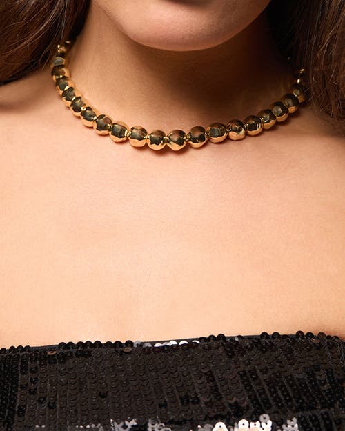 Weworewhat Metal Pearl Choker In Gold