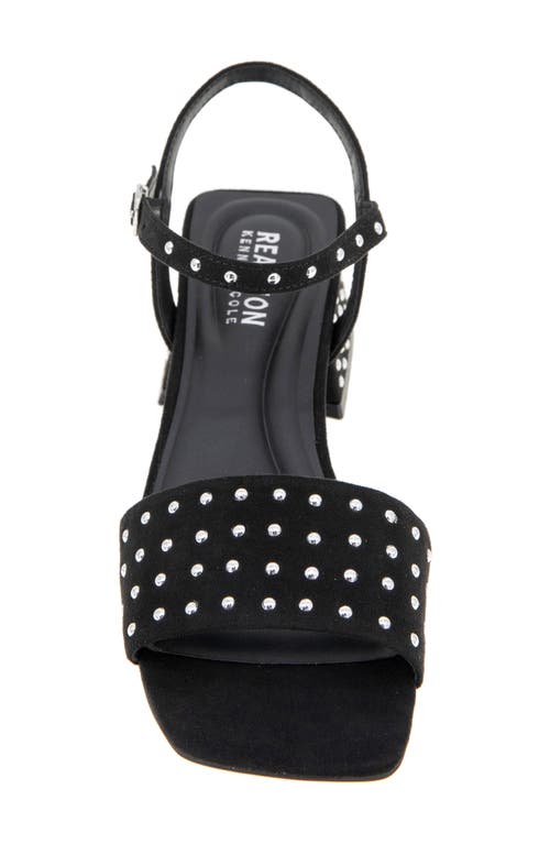 Reaction Kenneth Cole Buena Block Heel Sandal In Black Micro