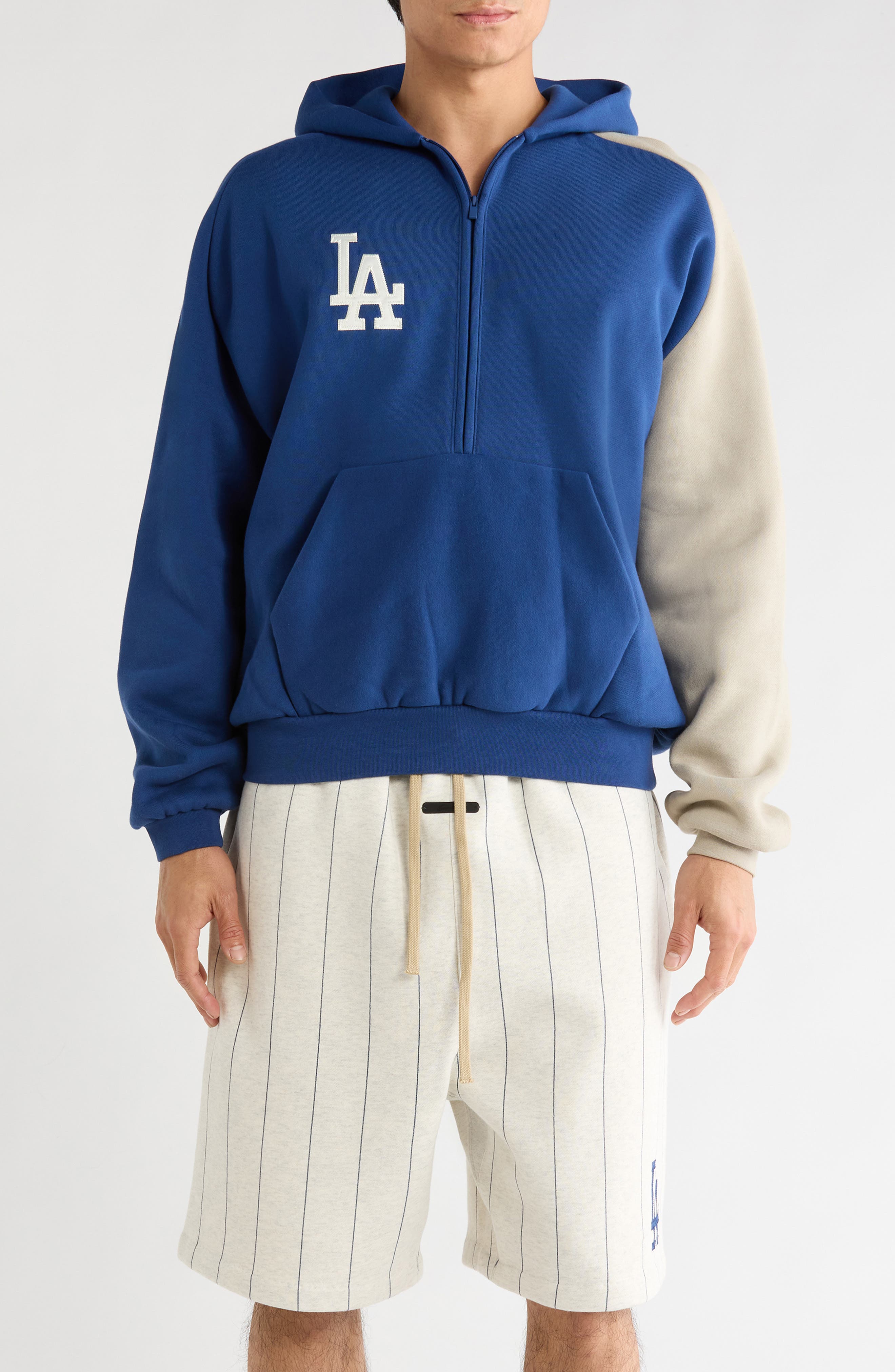 x MLB LA Dodgers Cotton Blend Fleece Half Zip Hoodie (Men) | Nordstrom