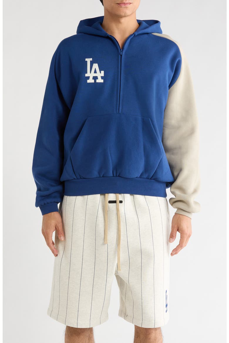 x MLB LA Dodgers Cotton Blend Fleece Half Zip Hoodie (Men) | Nordstrom