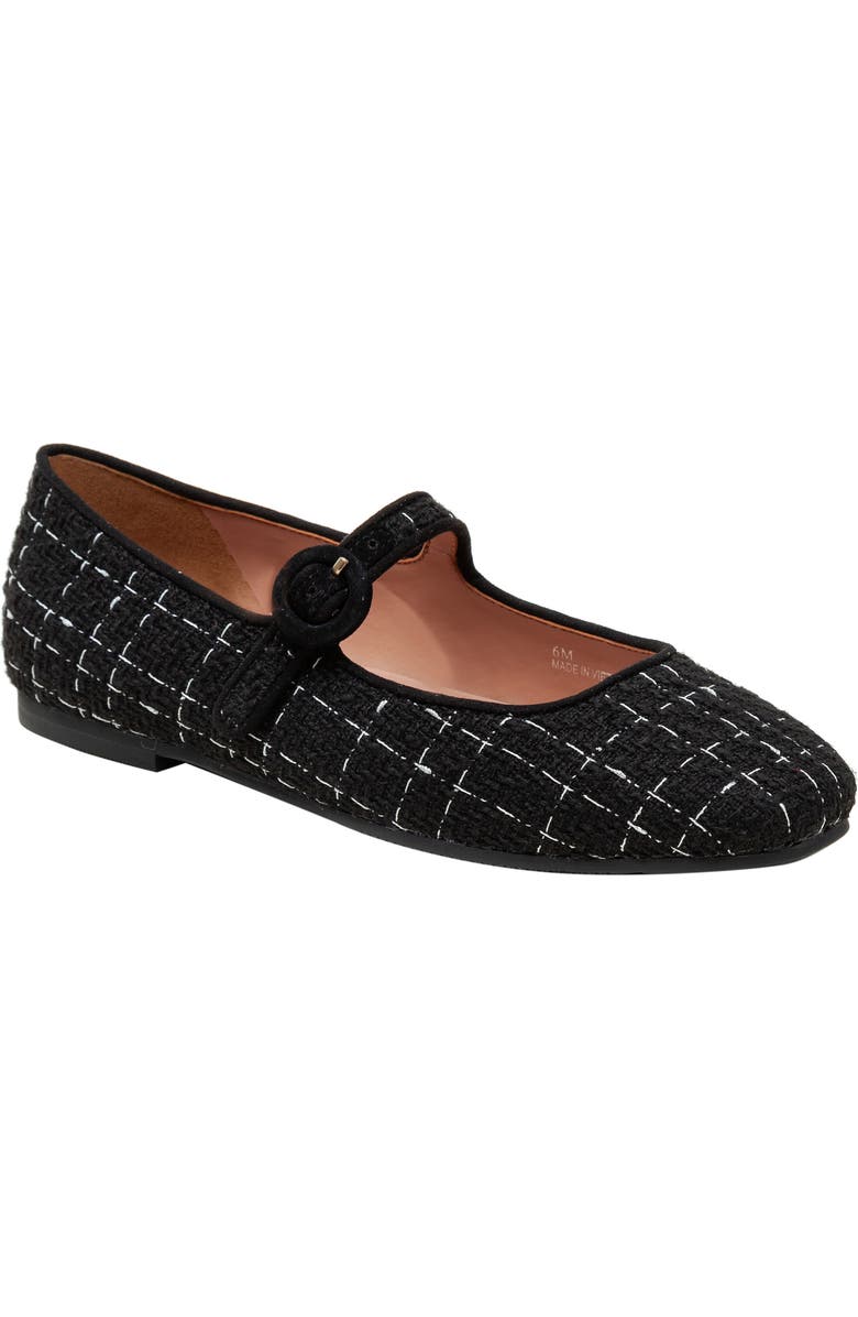 Linea Paolo Marley Mary Jane Flat, Main, color, Black-White Plaid
