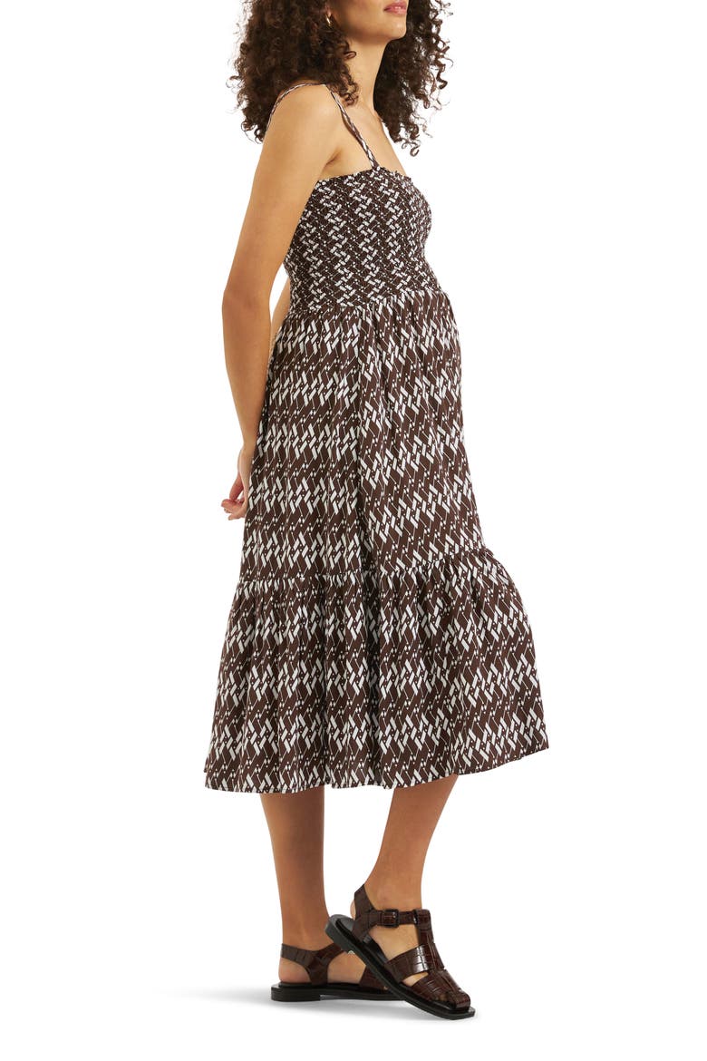 Grace Shirred Dress, Alternate, color, CHOCOLATE WHITE