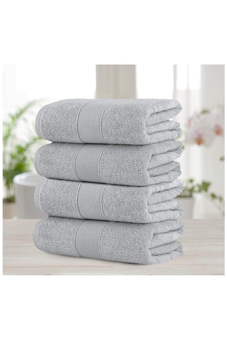 Turkish Cotton 4-Piece Bath Towel Set, Alternate, color, GREY