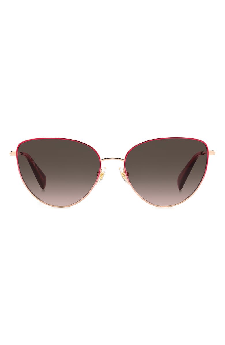 Kate Spade New York 55mm hailey/g/s cat eye sunglasses, Main, color, Rose Red/ Brown Gradient