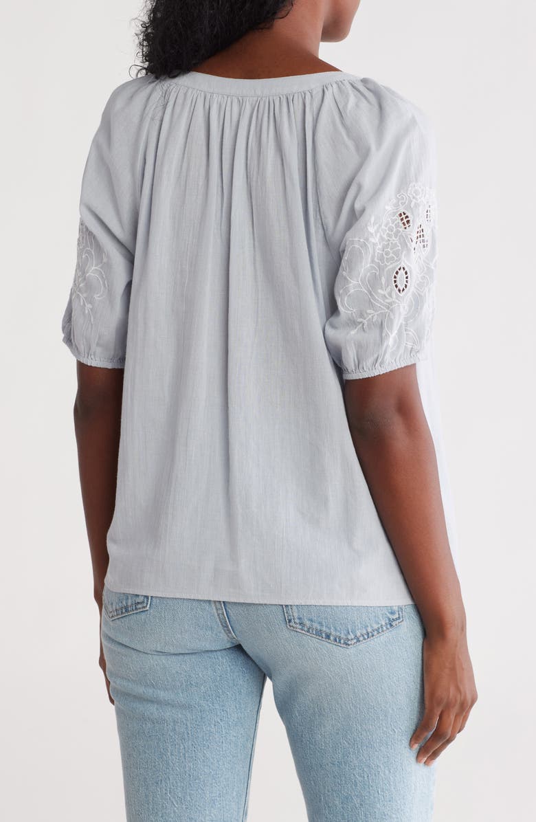 Lucky Brand Embroidered Short Sleeve Cotton Peasant Top, Alternate, color, 